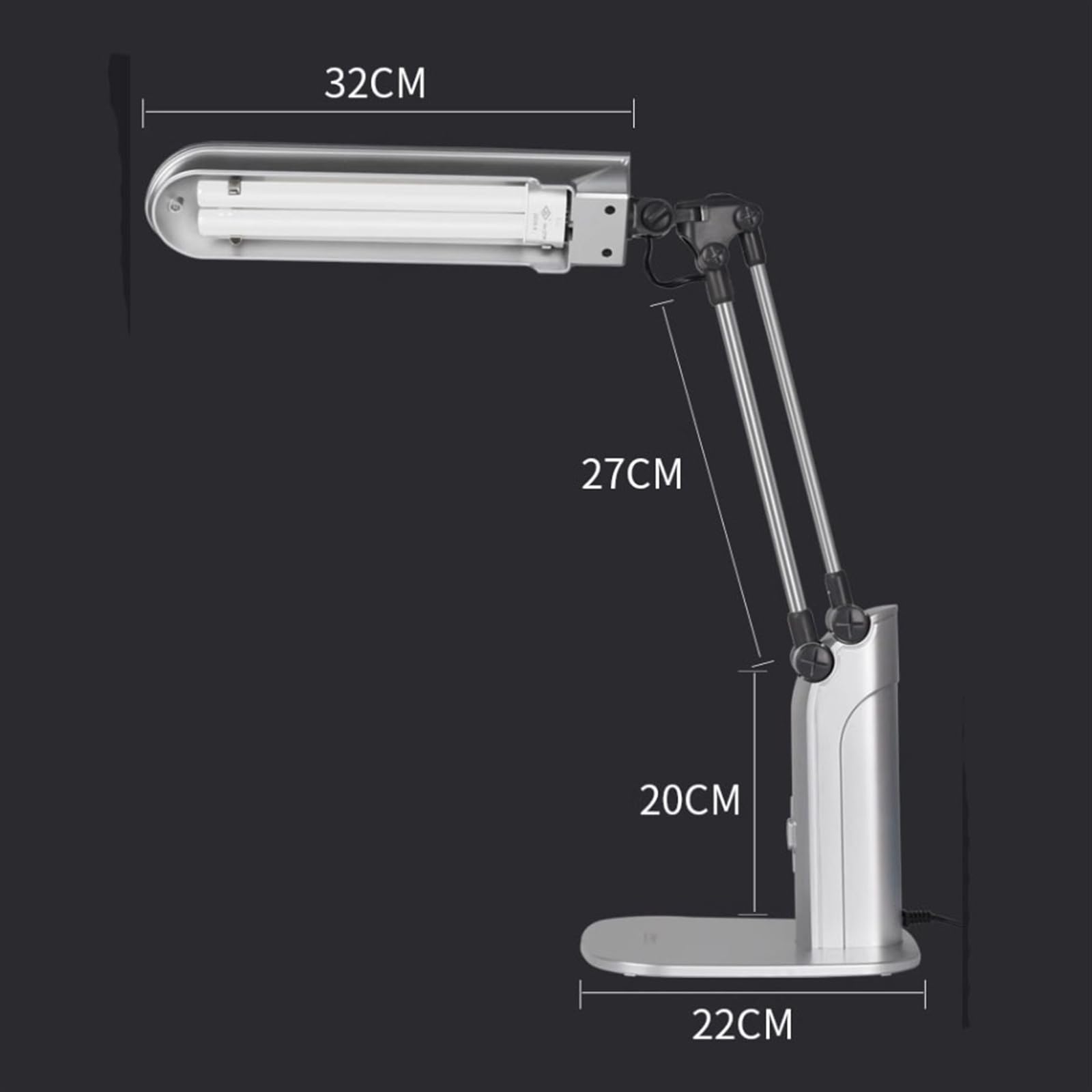 Lampe de bureau Lampe de bureau, lampe de lecture fluorescente de 27 watts, lampe de bureau à effet lumière du jour 6500K avec interrupteur à clé et bras réglable, alliage d'aluminium Lampe de bureau