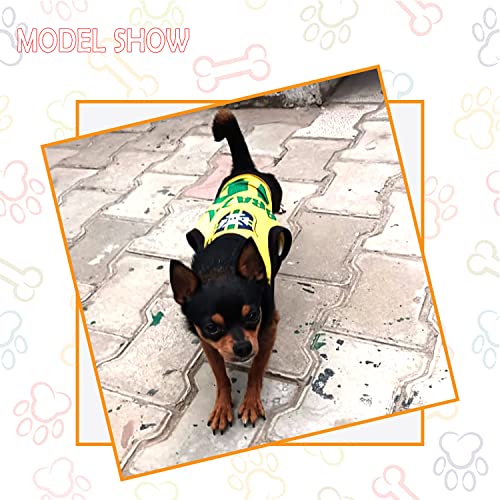 Image of Lulala Dog Shirts Brazil 10 Printed Clothes with Summer Pet T Shirts Cool Puppy Shirts Breathable Dog Outfit Soft Dog Sweatshirt for Pet Dogs Cats (Yellow, 12 INCH)