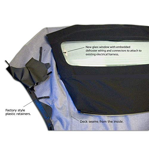AutoBerry: Ford Mustang Convertible Top (2005-2014) Complete Factory Style Heated Glass Window in Sailcloth Vinyl Black