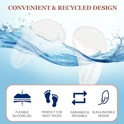 Image of 6 Pairs Arch Support Inserts for Women & Men, Reusable Arch Support Cushions for Plantar Fasciitis Relief, Shoe Insoles for Flat Feet, Sandals, Heels, Work Shoes