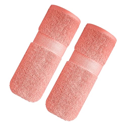 Image of Sulfar 100% Combed Cotton, Quick Drying Highly Absorbent Thick Bathroom Towels, Luxury Bath Towel Set (Pack of 2, 70 X 140 cm) - 600 GSM (Coral Pink)