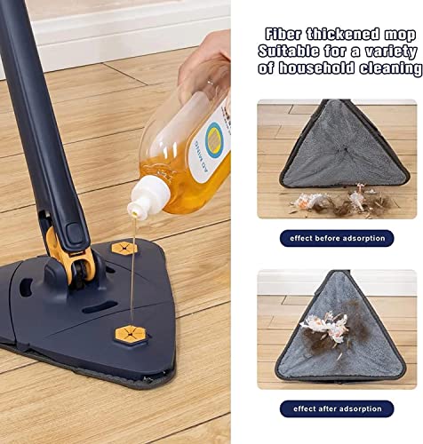 Image of 360 Rotatable Adjustable Triangle Mop With Stainless Steel Long Handle - Push-Pull Squeezing Cleaning for Dry & Wet Use on Floor, Windows, Ceiling