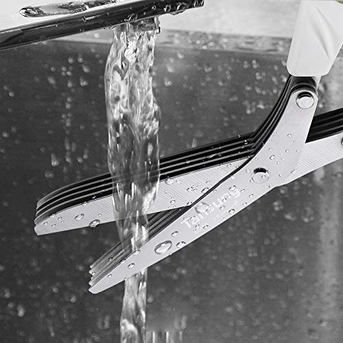 image for TANSUNG Herb Scissors,Herb Shears with 5 Stainless Steel Blades and Cl