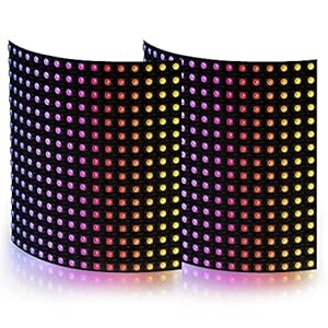 BTF-LIGHTING 2 Pack WS2812B ECO RGB Alloy Wires 5050SMD Individual Addressable 16X16 256 Pixel LED Matrix Flexible FPCB Full Color Works with K-1000C,SP107E Controllers Image Video Text Display DC5V