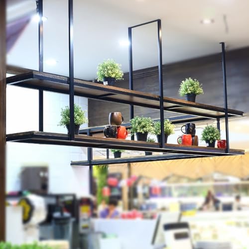 Cuisine encombrée solution avec présentoir à vin flottant et étagère de rangement