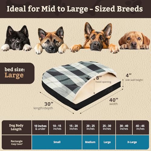 Image of Snoozer Rectangle Cozy Cave Dog Bed, Hooded Dog Bed, Barkley B Diamond (L)