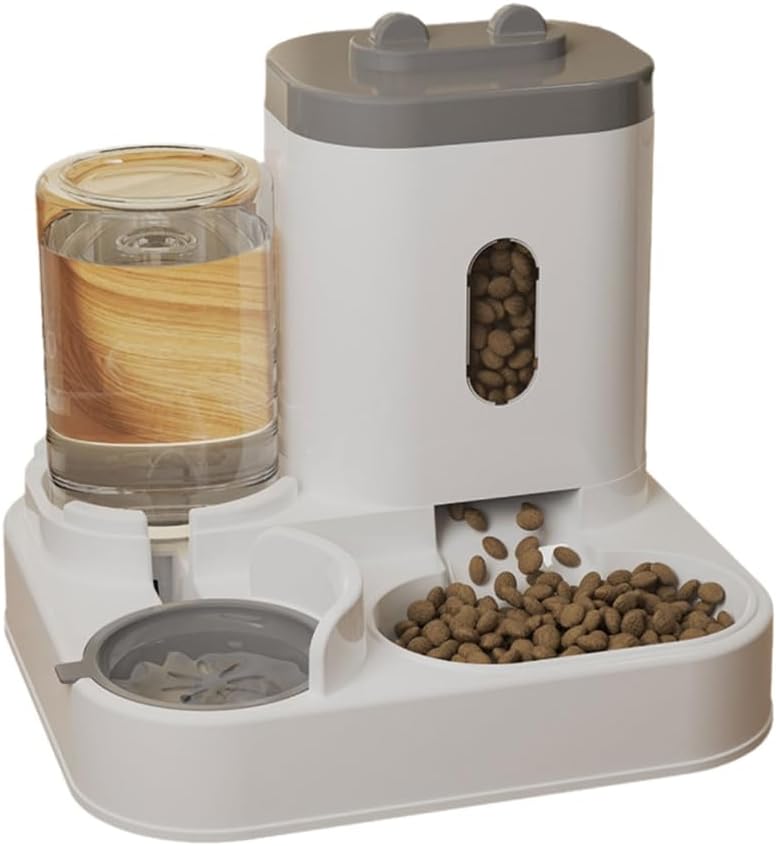 REDYY Feeder Bowl,Pet Automatic Waterer Cats Feeder Food Container Bowl Automatic Water Fountain 2 in 1 Pet Large Dog Water Feeder