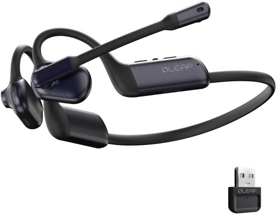 P200b Pro Wireless Headset with Mic for Work,50dB AI Noise Cancelling Microphone Headphones for Call,Bluetooth 5.3 Open Ear Headphones with USB-A Dongle for Office,Meeting,WFH,PC & Phone