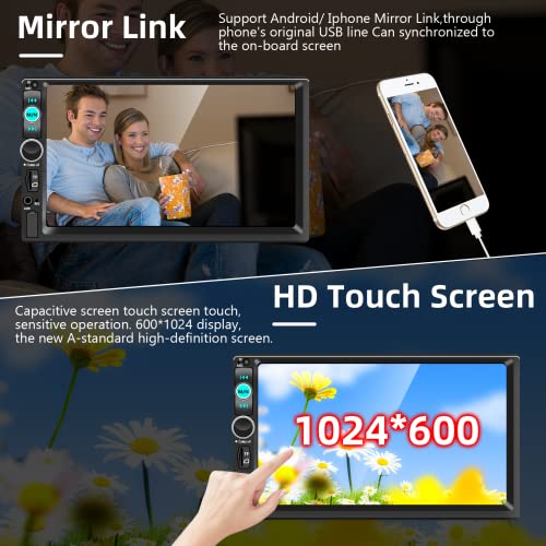 Double Din Car Stereo With Apple Carplay Android Auto,7 Inch Touch Screen Bluetooth Car Radio Receiver With Backup Camera,Fm,Mirror Link Car Navigation,Steering Wheel Controls,Subwoofer/Usb/Tf/Aux #TOP2