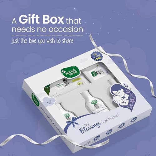 Image of Mother Sparsh Natural Care Gift Set for Babies | Baby Gift Box of 5 | Baby Wipes (40Pcs), Baby Lotion (100ml), Baby Head to Toe Wash (100ml), Baby Shampoo (100ml) & Baby Soap (75g)