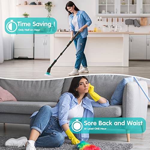 Electric Spin Scrubber, Cordless Spin Scrubber With 4 Replaceable Brush Heads ,2 Cleaning Pads And Adjustable Extension Handle, Power Cleaning Brush For Bathroom Floor Tile #TOP1
