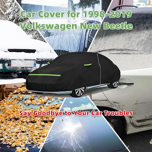 Image of Car Cover for Volkswagen Beetle /New Beetle 1998-2019, Custom Fit Waterproof All-Weather Full Car Cover, Windproof Outdoor Full Cover with Driver-Side Zippered Door, UV-Resistant and Dustproof