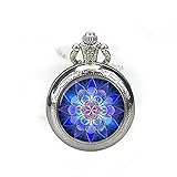 Hecho a mano Colgante de reloj de bolsillo de mandala, collar de reloj de arte mandala, mandala azul calmante, joyería de reloj de yoga