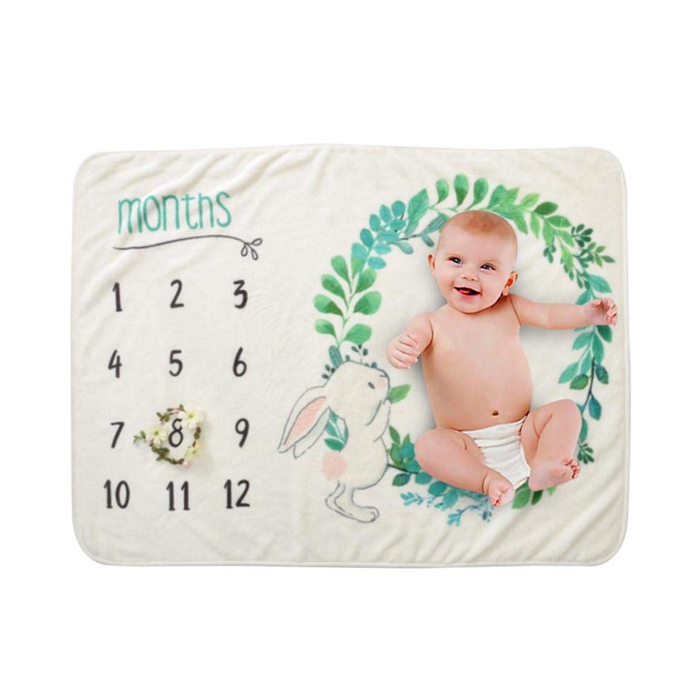 Womdee Soft Milestone Blanket Newborn Photo Background Props with Monthly Growth Chart for Boys or Girls (102cmx70cm )