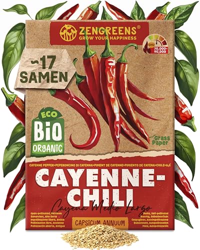 ZenGreens® - Bio Cayenne-Chili Samen (Cayena Medio Largo) - Cayenne-Chilisamen - Chilisamen für den einfachen Anbau im Garten, Balkon oder Hochbeet - Gemüse Saatgut
