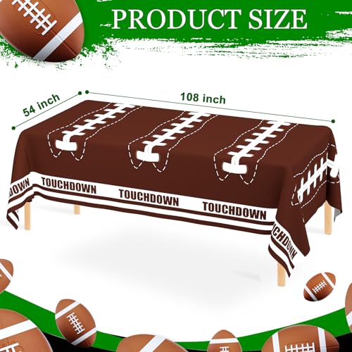 Image of WNINK 4 Pack Football Decorations - Disposable Tablecloth Plastic Table Cover for Football Themed Games Birthday Party - 54 X 108 Inch