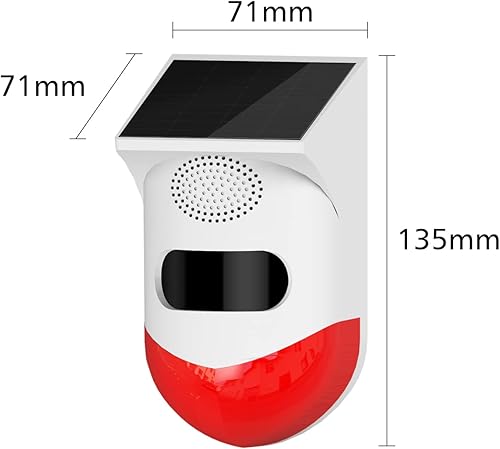 Miniatura 8 de Luz estroboscópica solar con alarma solar remota, sirena de seguridad de sonido para el hogar, granja, granero, patio