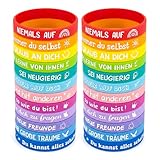 Nhgkju 24 Stück Motivationsarmbänder Kinder, Armband Kinder Weihnachtsgeschenke für Kinder Mitgebsel Kindergeburtstag Silikon Leicht Dehnbare Inspirierende Sätze für Grundschüler Kleine Geschenke