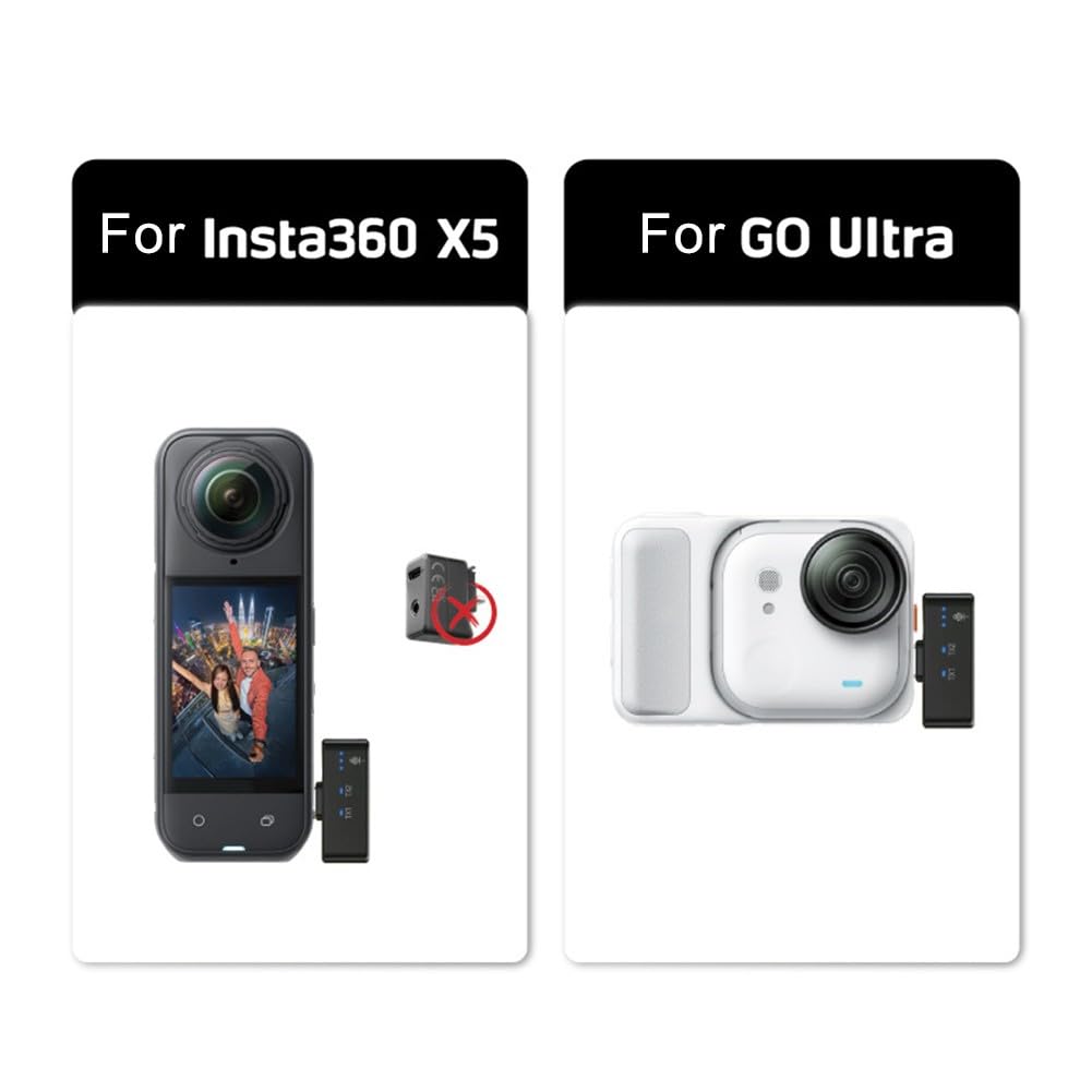Mikrofon bezprzewodowy, kompatybilny z Insta360 X5, Go 3 i Ultra