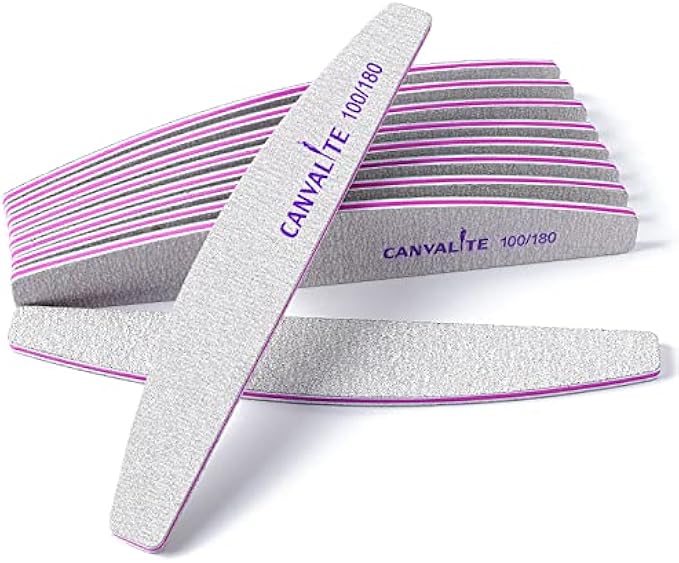 Canvalite 10 PCS Nail File Professional Nail Files Reusable Double Sided Emery Board(100/180 Grit) Nail Styling Tools for Home and Salon Use