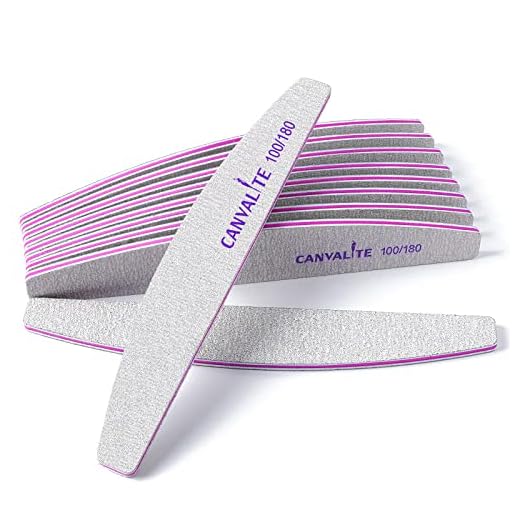 Canvalite 10 PCS Nail File Professional Nail Files Reusable Double Sided Emery Board(100/180 Grit) Nail Styling Tools for Home and Salon Use