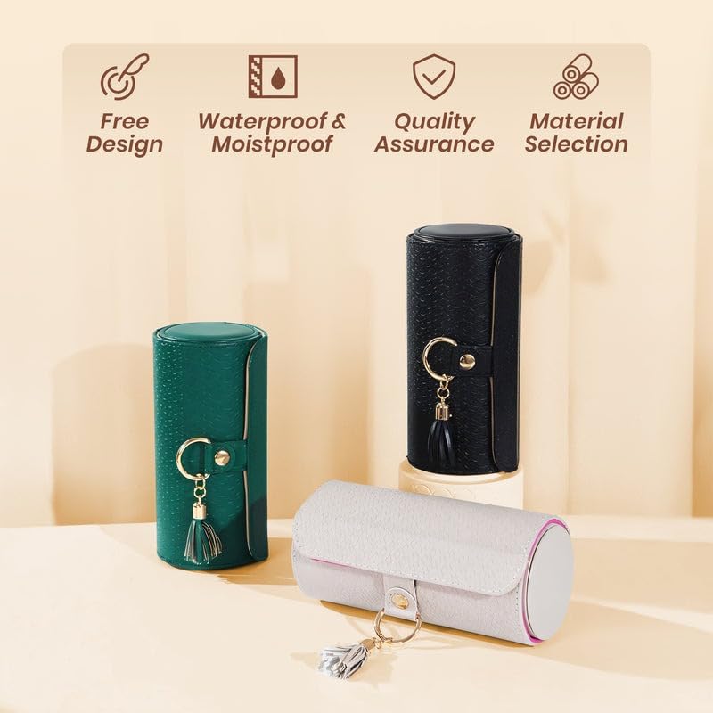 Image of Homero 3-Layer Foldable Jewellery Organizer Box for Women | Portable Travel Jewellery Case with Rotating Storage | PU Leather Jewellery Storage Box for Rings, Earrings & Necklaces