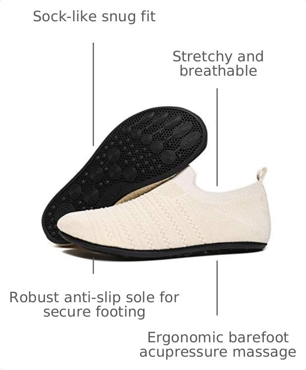 Image of QZKDM Lightweight Slip on Grip Indoor House Slippers Barefoot Non Slip Home Exercise Yoga Shoes for Men Women