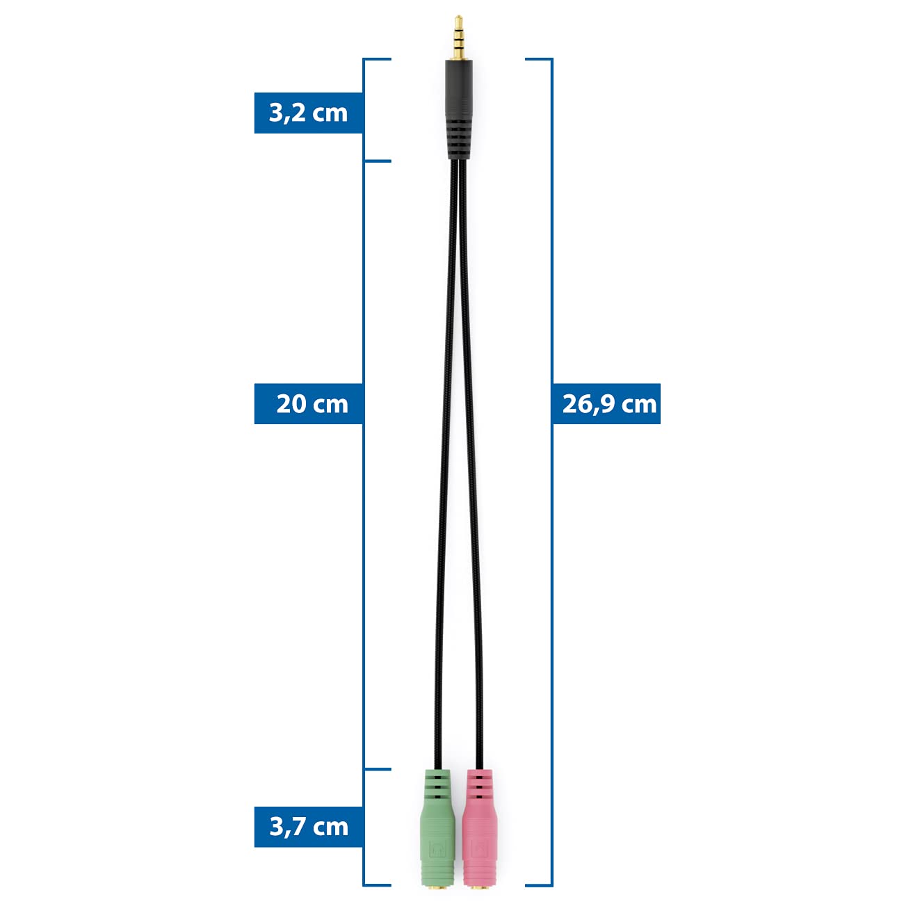 Cavo Splitter Audio Jack 3,5mm DeleyCON - Da 1 A 2 Uscite Per Cuffie E Microfono - Foto 3