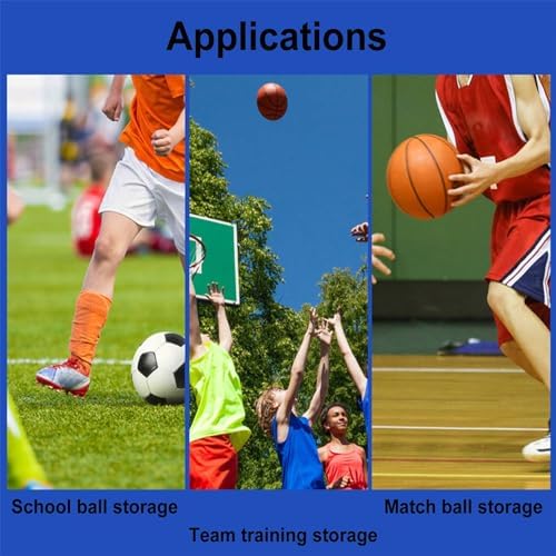 Heavy-Duty Sports Ball Storage Rack with Wheels - Rolling Basketball and Football Equipment Cart, Holds 25+ Balls, Metal Bin Organizer, 90x70x80cm, Ideal for Home & Gym