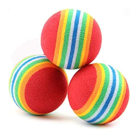Pack of 3 coloured cat toy balls, soft EVA foam rainbow balls, interactive cat dog toy, durable and practical, useful and practical, nice design, practical Cover