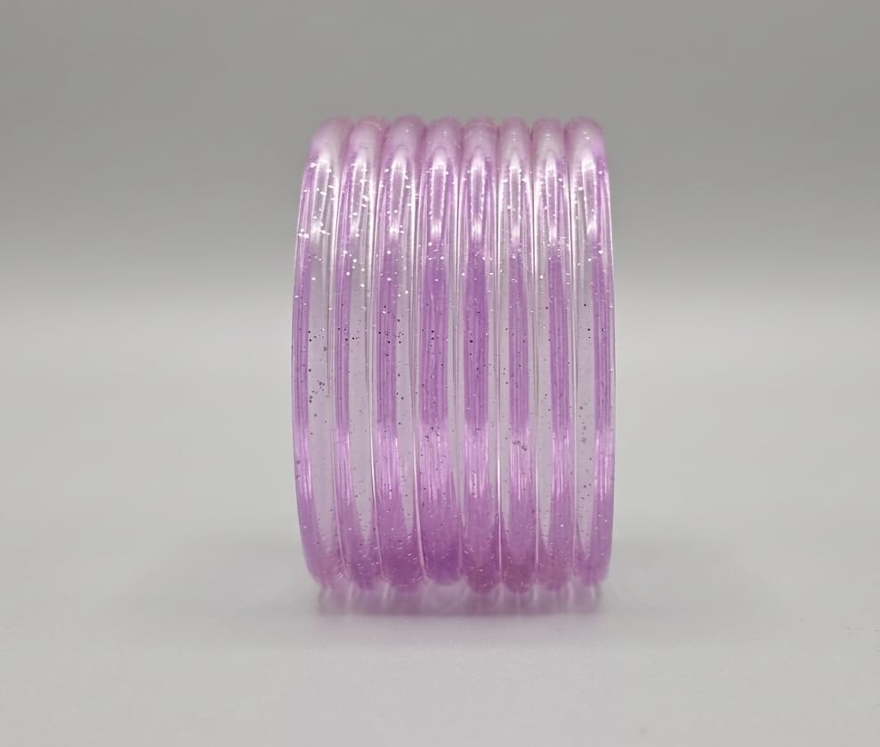 Image of Colorful Jelly Bangles Set of 8 - Transparent Candy Color Stackable Bracelets, Lightweight Fashion Accessories for Women & Girls