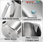 Noamus Stainless Steel Pitcher with Lid, 79oz/2.3L 304 Metal Measuring Cup with Marking&Handle, Large Mouth Graduated Beakers, Milk Frothing Jug Water Pitcher for Coffee Latte Art Machine Iced Hot Tea