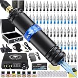 Romlon Tattoo Kit - Complete Tattoo Pen Kit Rotary Tattoo Machine Pen LED Power Supply 40Pcs Cartrid