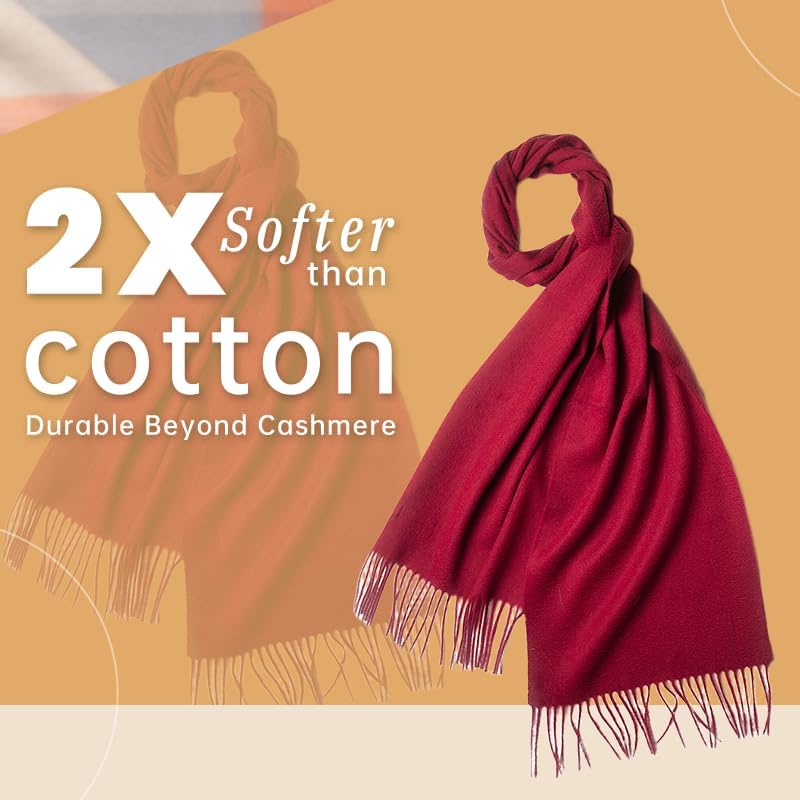 100% Merino Wool Winter Scarf for Women Cashmere Pashmina Soft Luxury Warm Shawl Wraps Stole Valentine's Gift - Image 5
