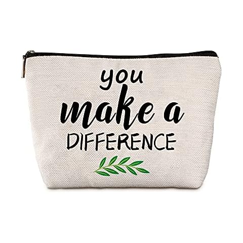 Java Wood Woman Employee Appreciation Gifts You Make A Difference Travel Zipper Makeup Bag Volunteer Mentor Teacher School Counselor Social Worker Coworker Thank Birthday Christmas Retirement Gift Cover