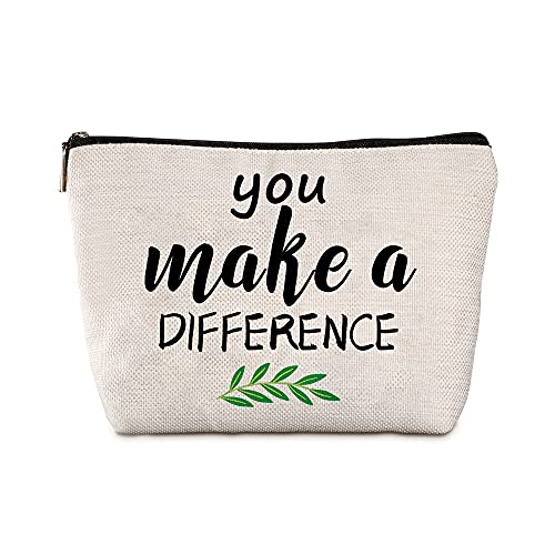 Java Wood Woman Employee Appreciation Gifts You Make A Difference Travel Zipper Makeup Bag Volunteer Mentor Teacher School Counselor Social Worker Coworker Thank Birthday Christmas Retirement Gift #TOP8