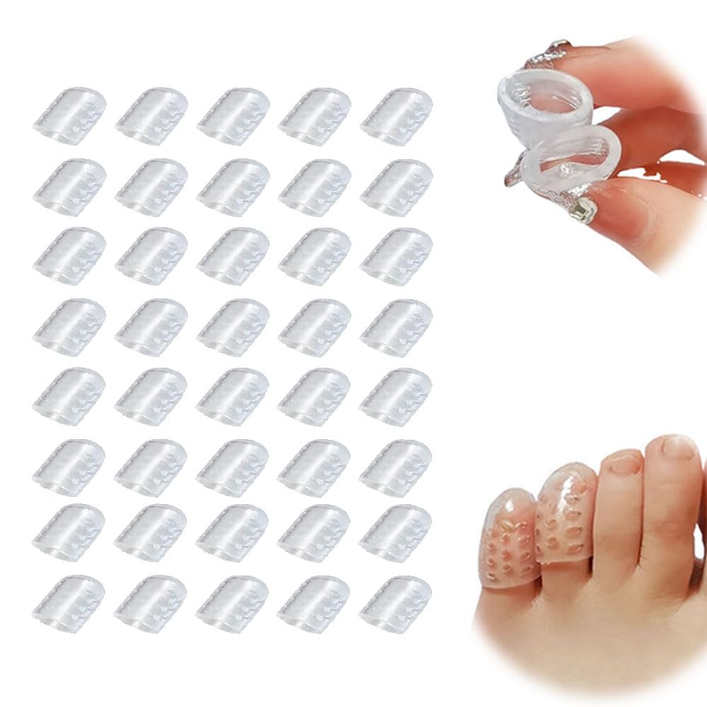 Lot de 40 protections d'orteils en silicone anti-friction 2025 - Respirantes - Pour homme et femme - Pour ampoules, callosités et cors