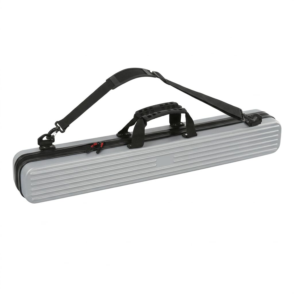 Yunmeryker Hard Shell Pool Cue Case, Wear-Resistant Multi-Compartments Carry Bag with Shoulder Strap, Protective Storage Box for Cues Accessories