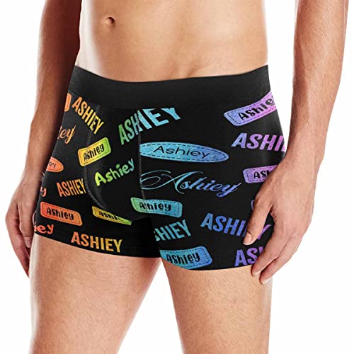 Men's Boxer Briefs Color Text Custom 9 Size Valentine's Day, Birthday for Men Women X3
