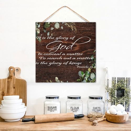Letrero de madera Proverbios 25:2 decorativo con versículo bíblico inglés 4