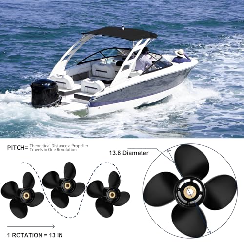 Image of Upgrade OEM Aluminum Boat Propeller Compatible with Mercury Engines 40hp 50hp 60hp 75hp 90hp 100hp 115hp 125hp,15 Spline,4 1 /4 inch Gearcase4 Blades,RH