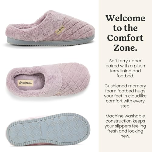 Image of Dearfoams Women's Memory Foam House Slippers - Libby Terry Clog With Wide Widths