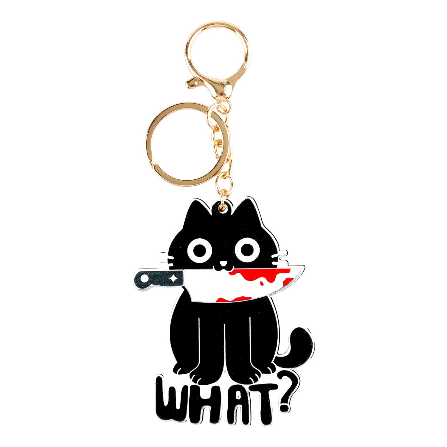 Luckious Black Creative Cartoon Cat Keychain - Cute And Durable Acrylic Backpack Decoration For Keys And Bags