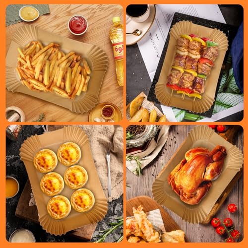 Image of 200PCS Air Fryer Liners for Ninja: Higher Non-Stick Disposable Parchment Paper Liner for Ninja DZ201 /DZ401 Dual Airfryer Baking - Food Grade Ninja Air fryer Accessories (Rectangle - 8.6 x 5.5 inch)