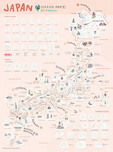 Good Weather Scratch Off Map Japan Decorative Art Poster Wall Decoration Food Landmark Visiting Travel Memory Japan Cuisine Attractions Tokyo Tower Sushi #TOP1