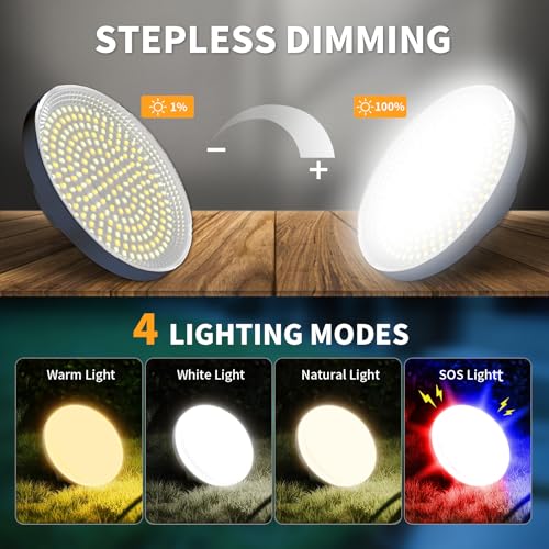 Image of LETOUR Camping Lantern Rechargeable 2000LM Camping Lights for Tent 5200mAh Solar Ultra Bright LED with 4 Modes & Magnetic IPX5 Waterproof Lantern for Power Outages, Hiking, Emergency