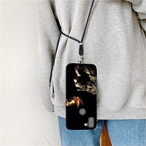 Damondy For Orbic Q10 Rc609Ltm Phone Case,Lion Butterfly Phone Lanyard Neck Crossbody Detachable Strap For Women Girls Boys,Soft Tpu Shockproof Full Body Case For Orbic Q10 Rc609Ltm -Lion #TOP1
