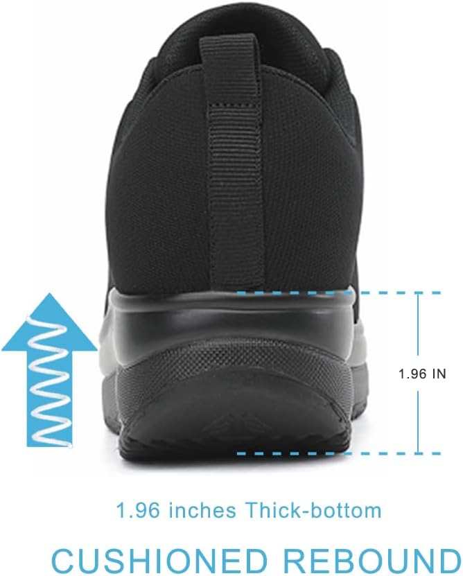 RUIDENG Platform Sneakers for Women Walking All Day | Slip Resistant Work Shoes for Women Comfortable | 2 Inch Thick Wedge Rocker Bottom