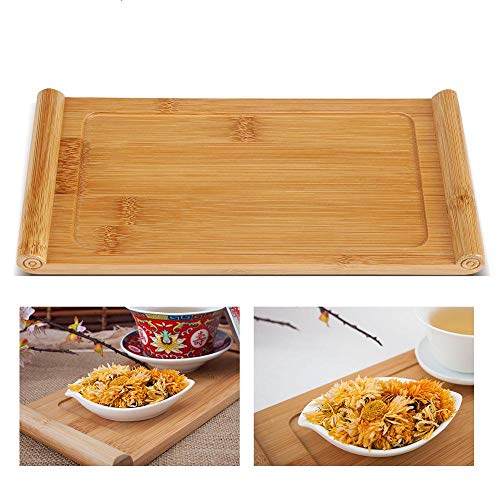 Image of Bamboo Serving Tea Tray Book Scroll Japanese-Style Kung Fu Tea Table Rectangular Tea Accessories (M)