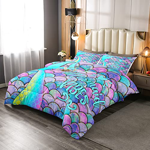 Erosebridal-Mermaid-Comforter-Set-Twin-Size-Kids-Fish-Scales-Duvet-Sets-Girly-Rainbow-Bedding-Set-for-Boys-Teens-Women-Bedroom-Ocean-Life-Sea-Animal-Bedding-Comforters-Bedroom-Decor 51dTXVMJmSS